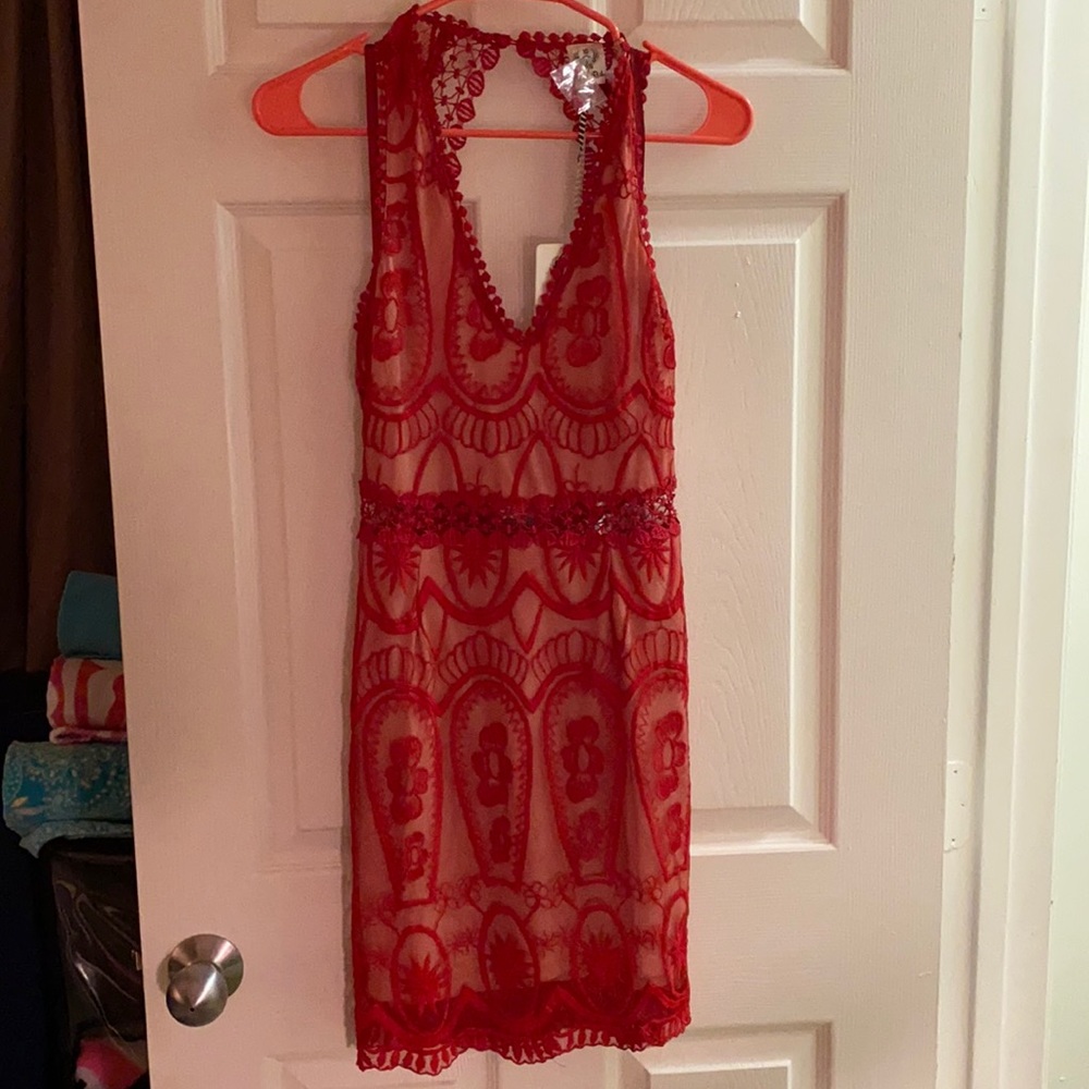 Red lace dress